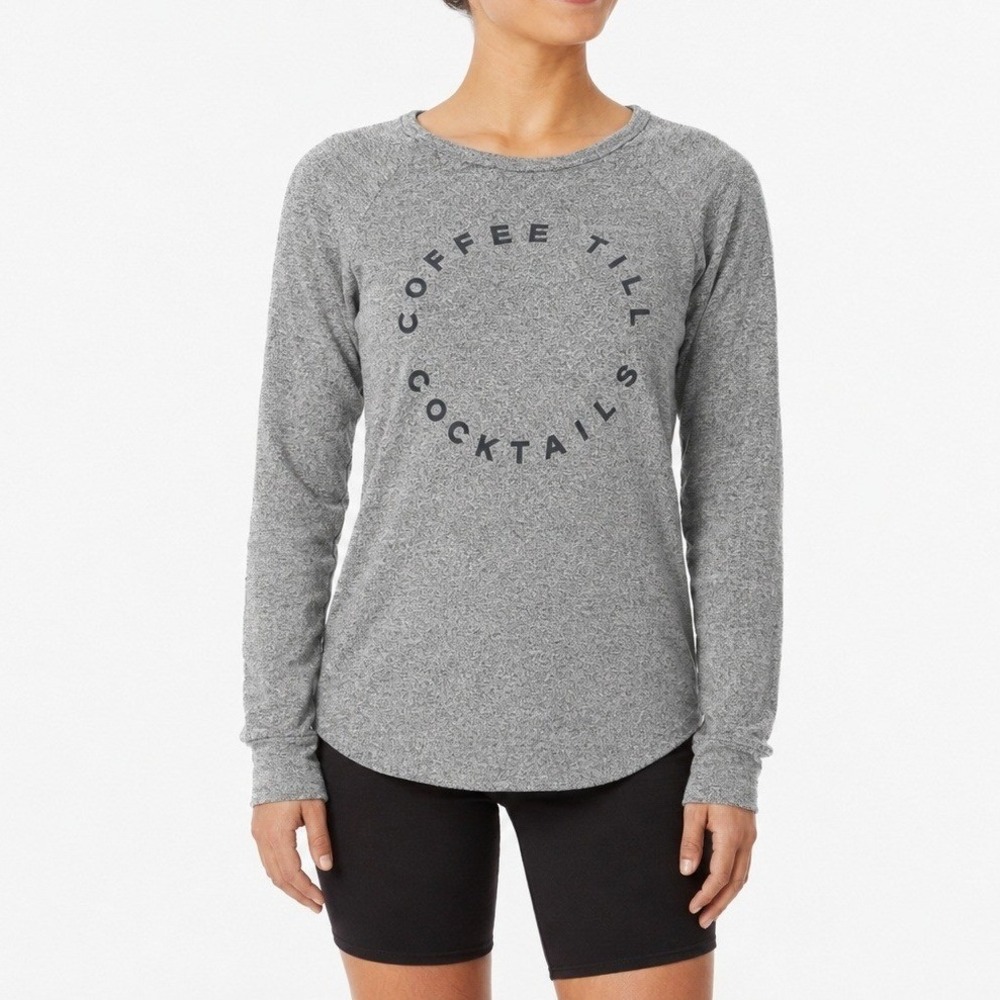 Grayson Threads Top Women L Gray Coffee Till Cocktails Graphic Raglan Tee Soft